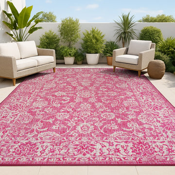 Tela Bohemian Textured Weave Floral Indoor/outdoor Area Rug